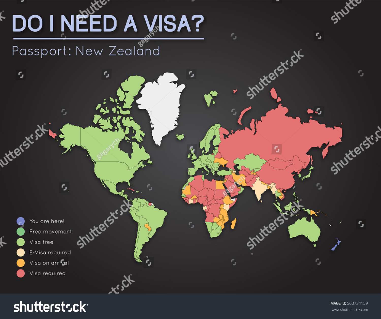 Visas Information New Zealand Passport Holders เวกเตอร์สต็อก ปลอดค่าลิขสิทธิ์ 560734159 1207