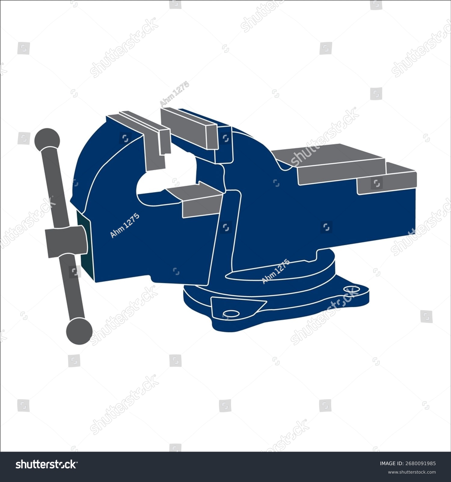 blue vise tool, gray handle, white background clip art preview