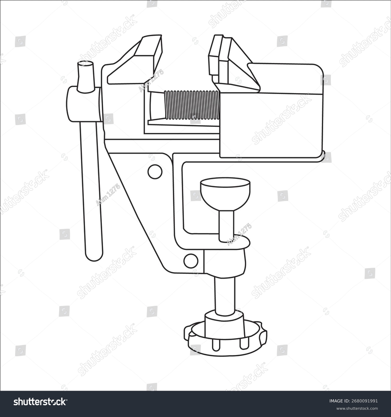 black and white vise tool outline clip art preview
