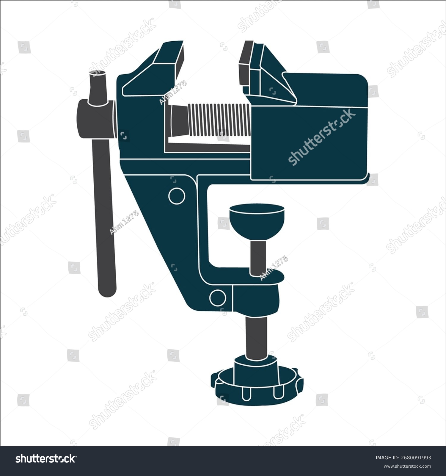dark blue vise tool on white background clip art preview