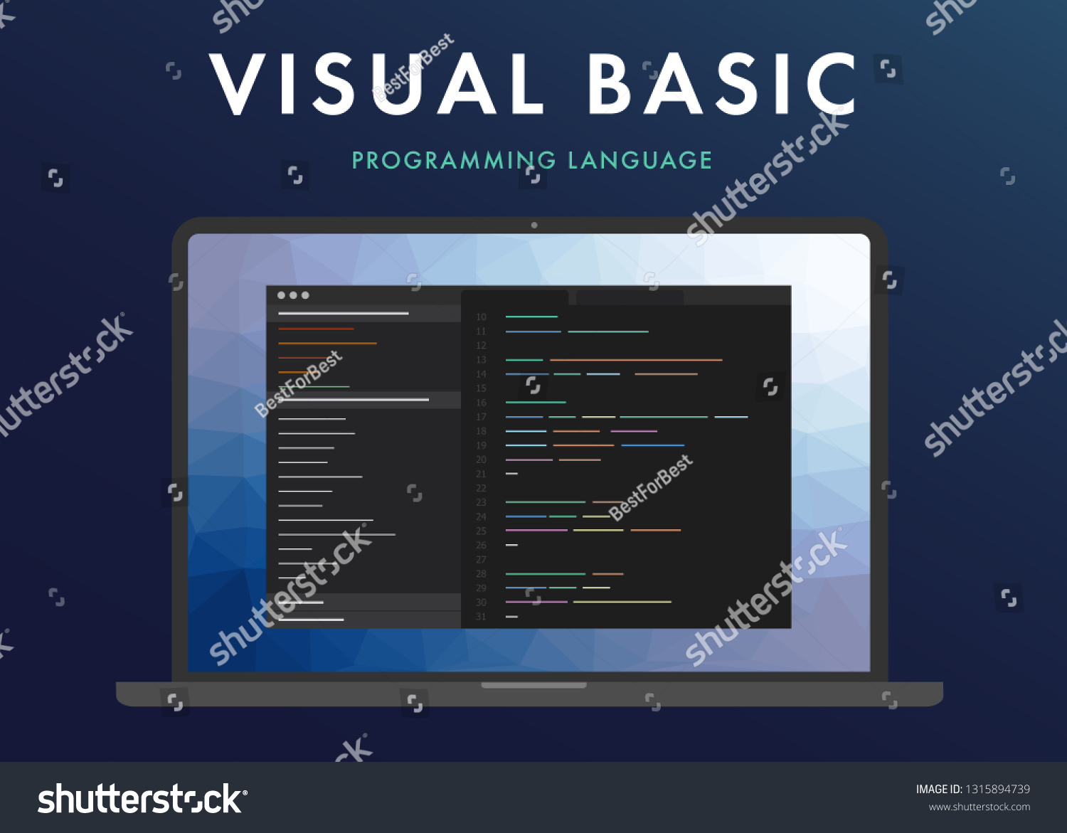 Visual Basic Programming Language Learning Concept Stock Vector ...