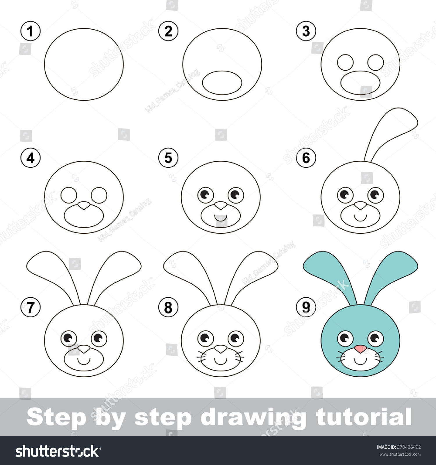 Visual Game Kids How Draw Hare Stock Vector (Royalty Free) 370436492