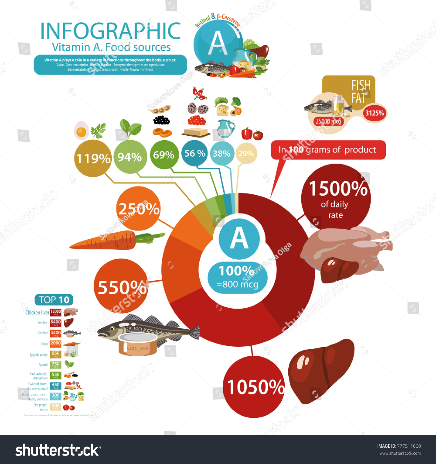 Vitamin Food Sources Pie Chart Top Stock Vector Royalty Free 777511060 Shutterstock