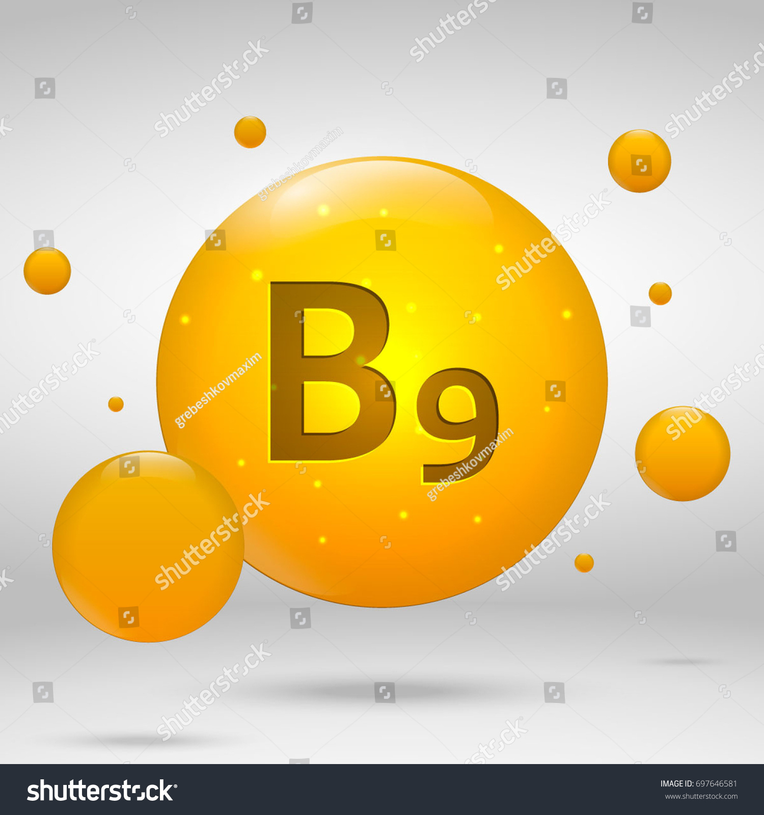 Vitamin B9 Gold Icon Folate Drop Stock Vector 697646581 - Shutterstock