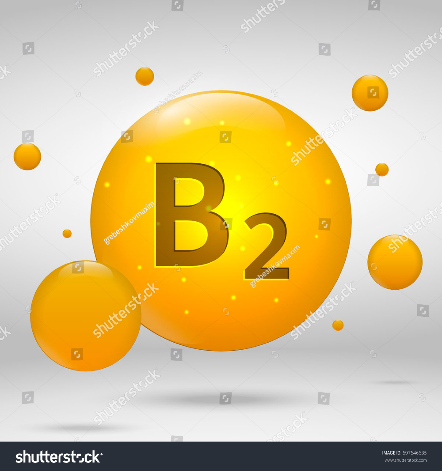 Vitamin B2 Gold Icon Riboflavin Drop Stock Vector (Royalty Free ...