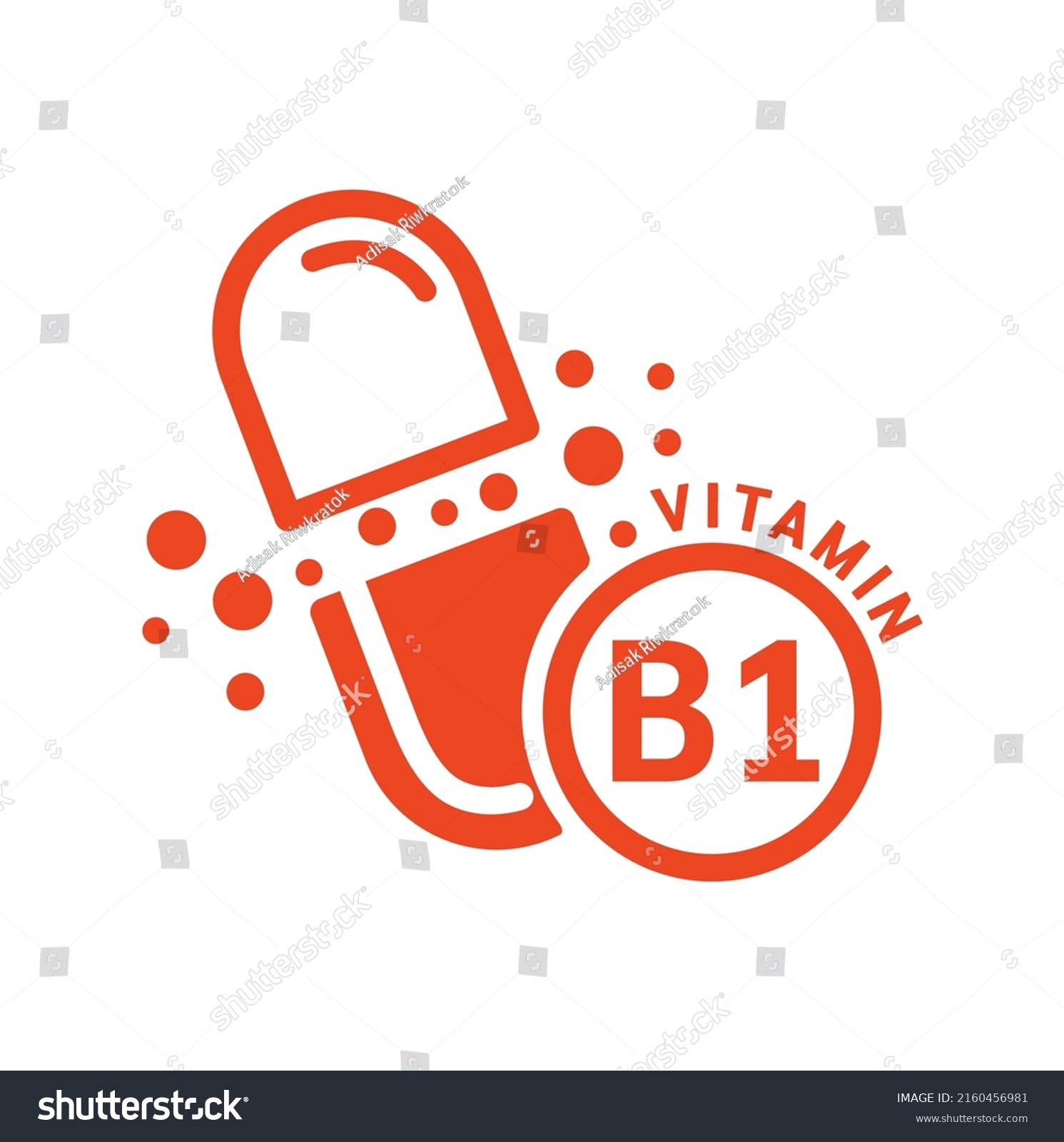 Vitamin B1 Icon Orange Capsule Form Stock Vector (Royalty Free ...