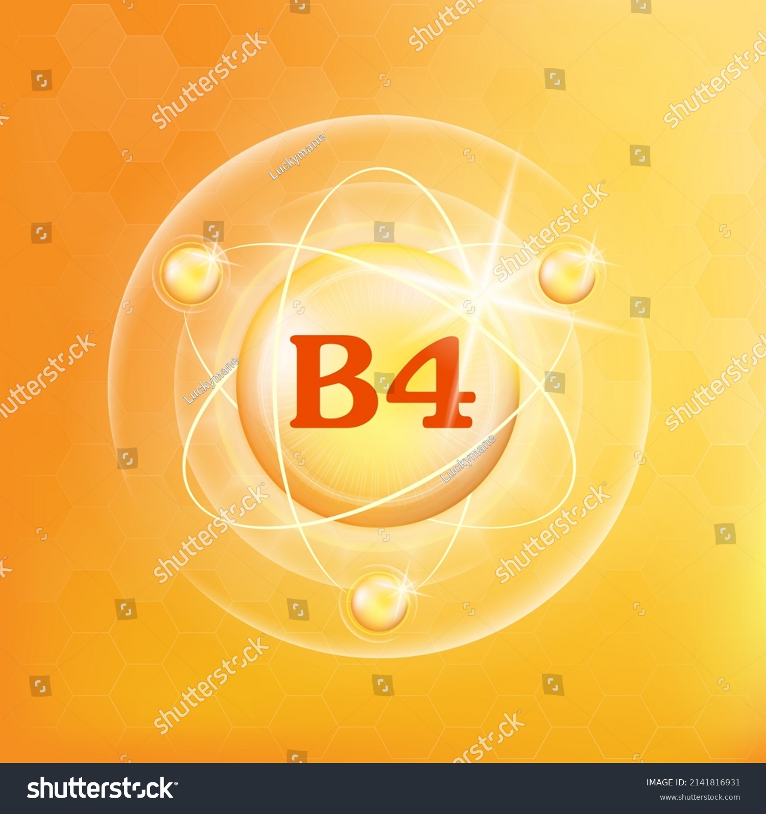 Vitamin B4 Icon Structure Golden Substance Stock Vector Royalty Free 2141816931 Shutterstock