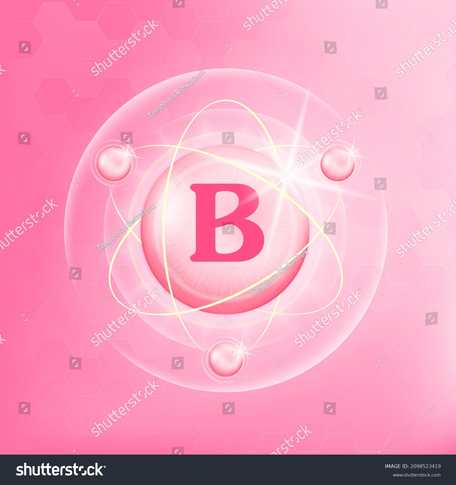 Vitamin B Icon Structure Light Pink Stock Vector (Royalty Free) 2098523419