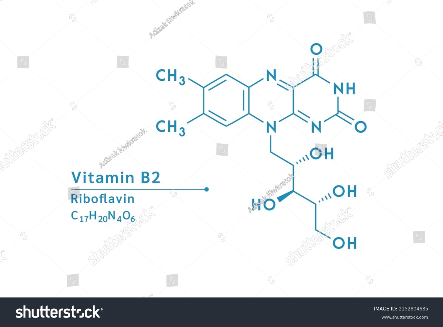 Vitamin B2 Riboflavin Structural Chemical Formula Stock Vector (Royalty ...