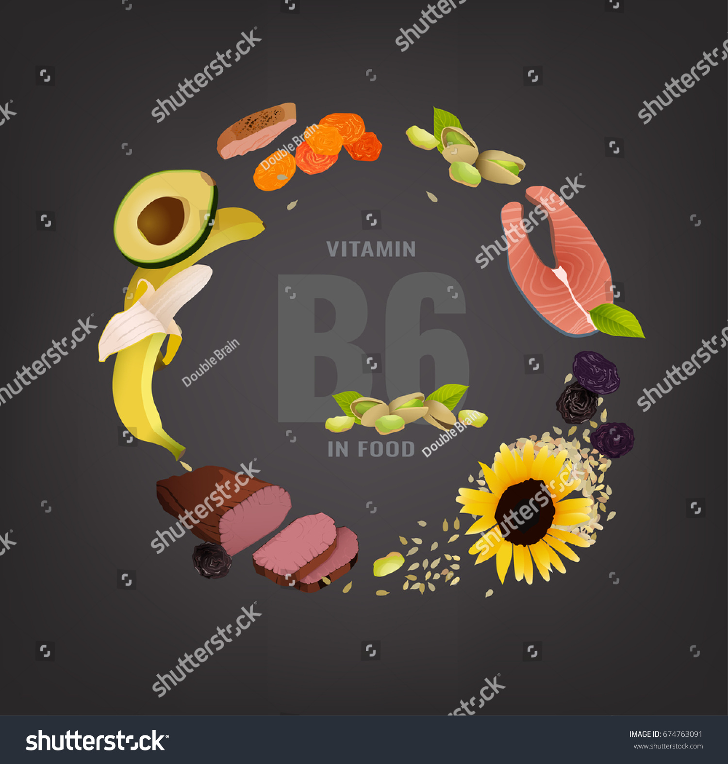 Vitamin B6 Vector Illustration Foods Containing Stock Vector (Royalty ...