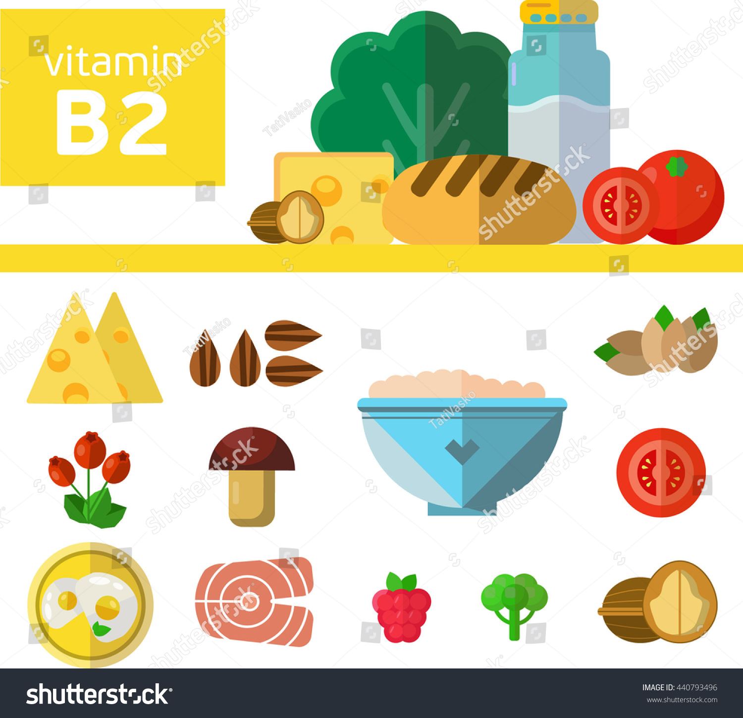 Vitamins Minerals Foods Illustration Vector Set Stock Vector (Royalty ...