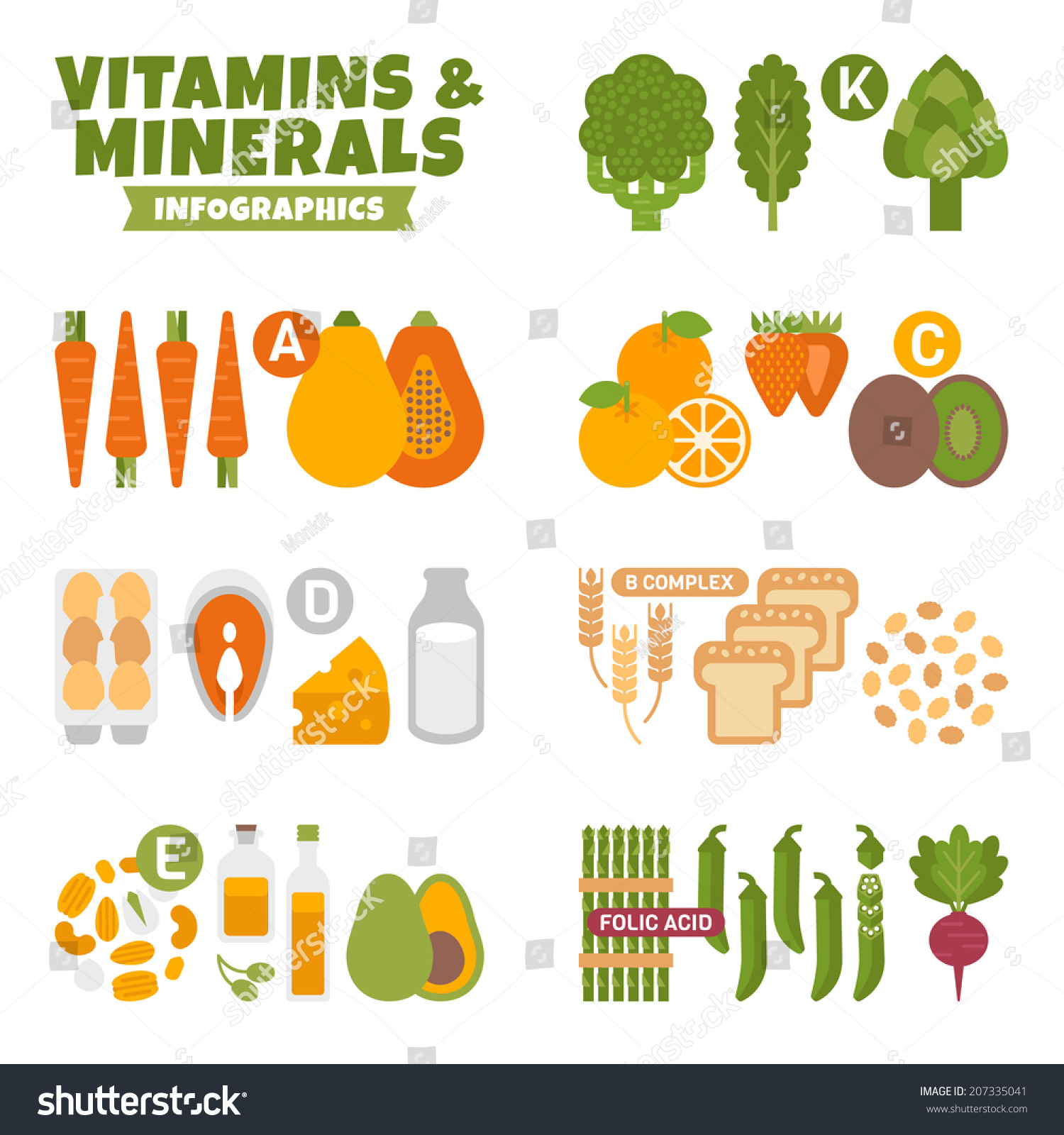 Vitamins And Minerals Infographics Stock Vector Illustration 207335041 ...