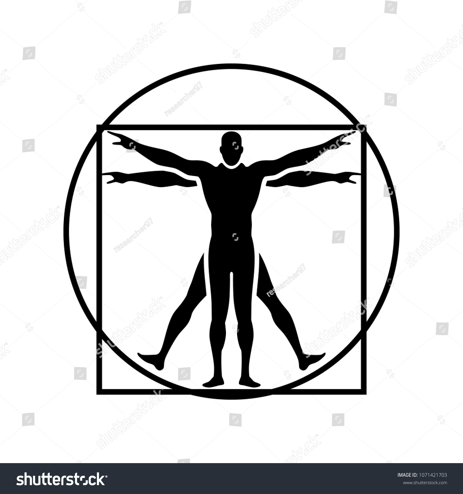Vitruvian Man Vector Sign: เวกเตอร์สต็อก (ปลอดค่าลิขสิทธิ์) 1071421703