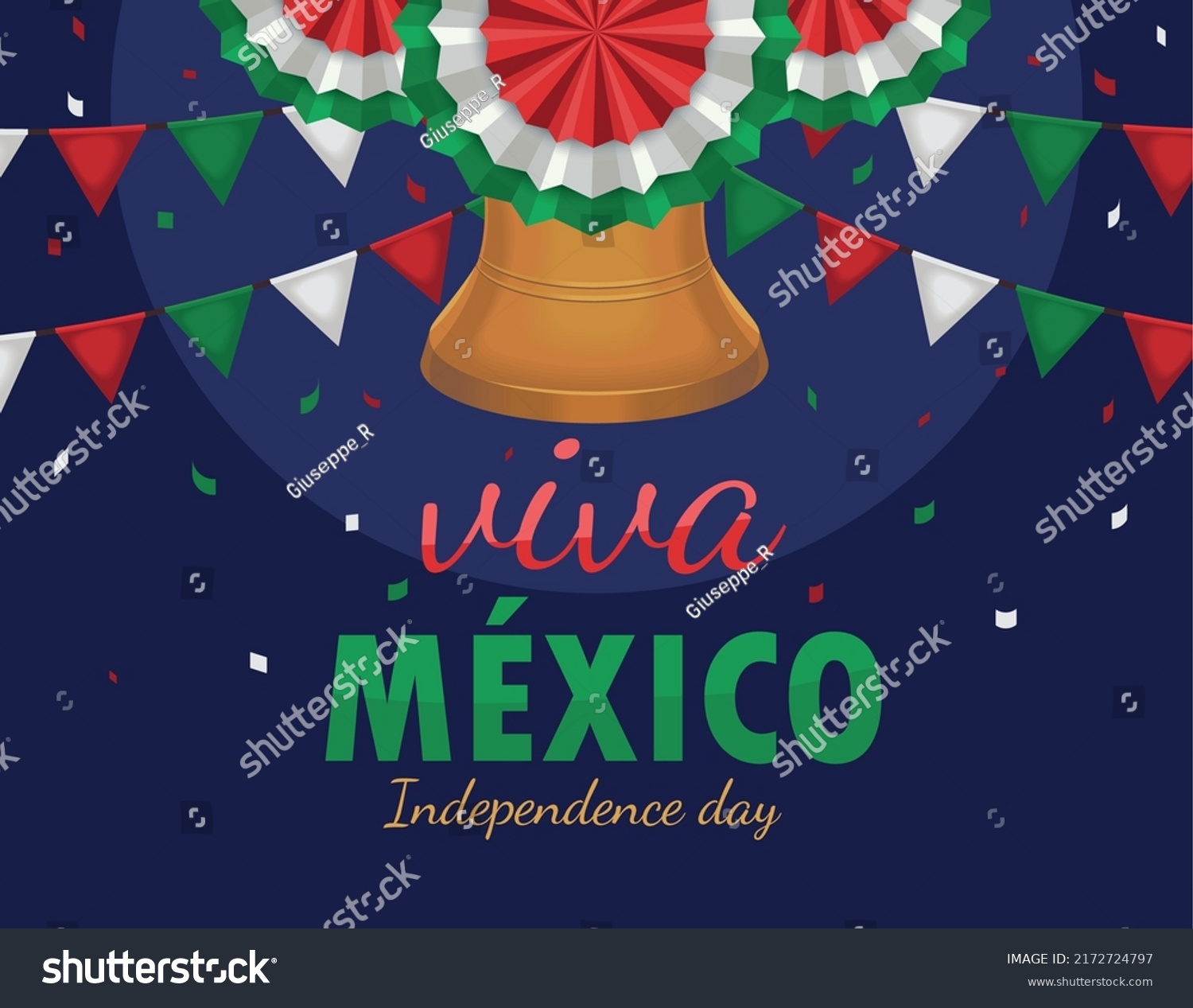 Viva Mexico Independence Day Card Flag Stock Vector (Royalty Free