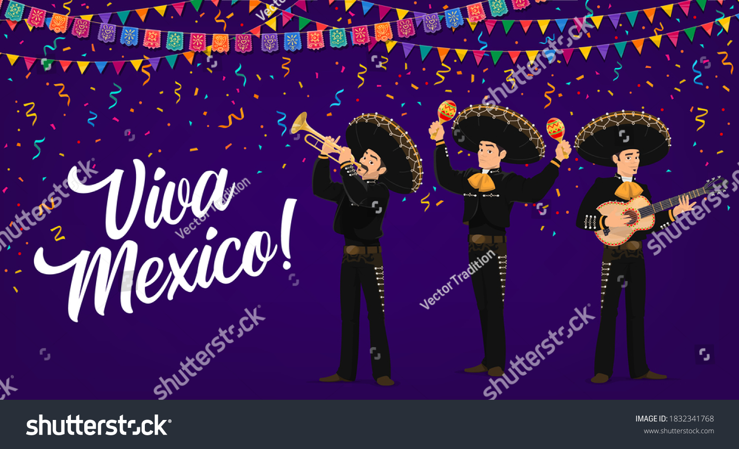 Viva Mexico Vector Banner Mexican Mariachi Stock Vector Royalty Free 1832341768 Shutterstock 2639