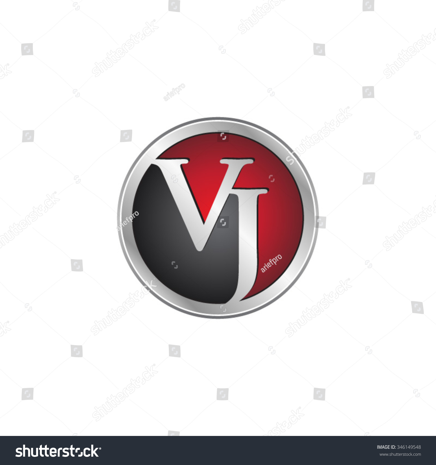 Vj Initial Circle Logo Red Stock Vector 346149548 - Shutterstock