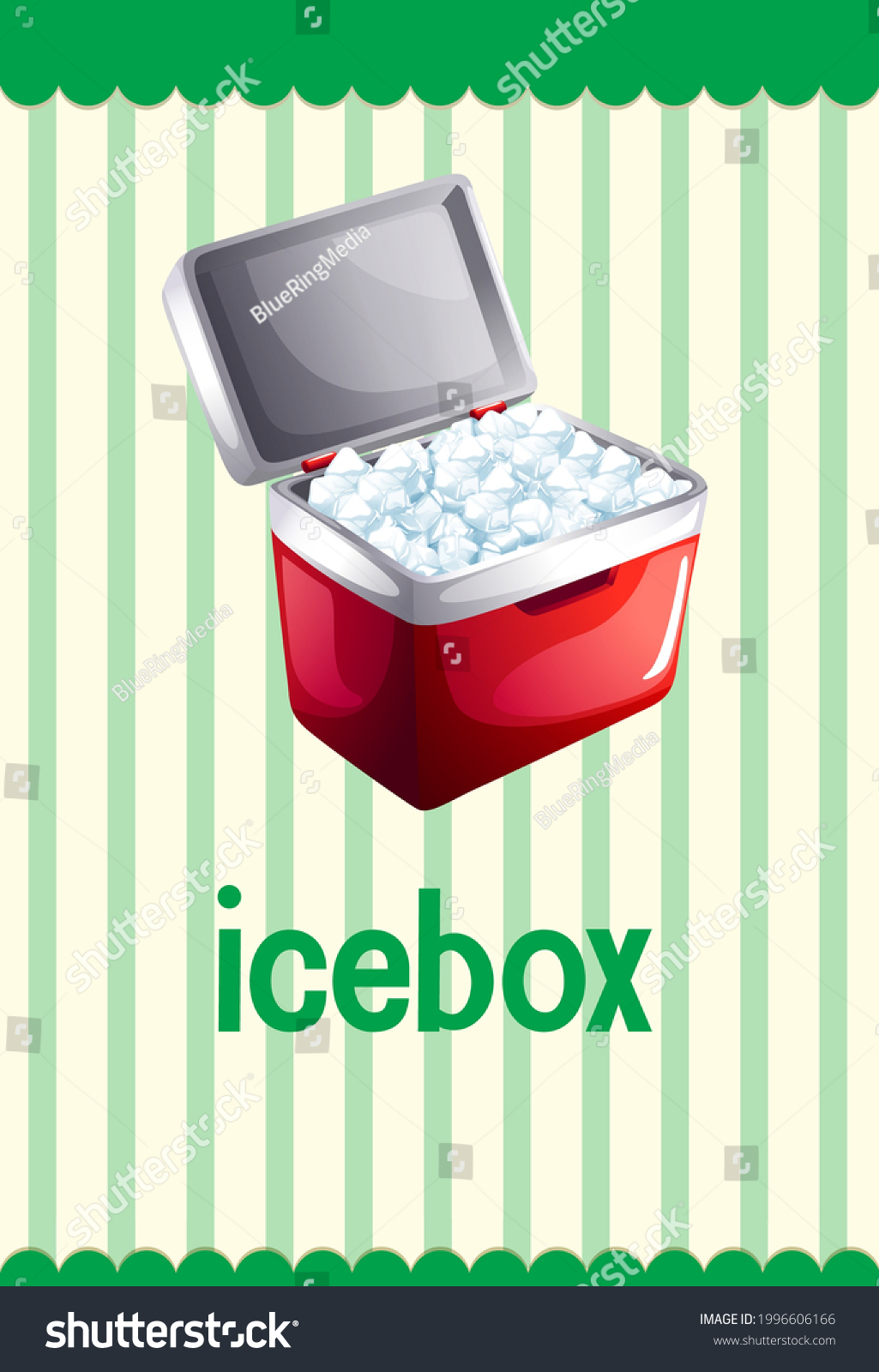 SVG of Vocabulary flashcard with word Icebox illustration svg
