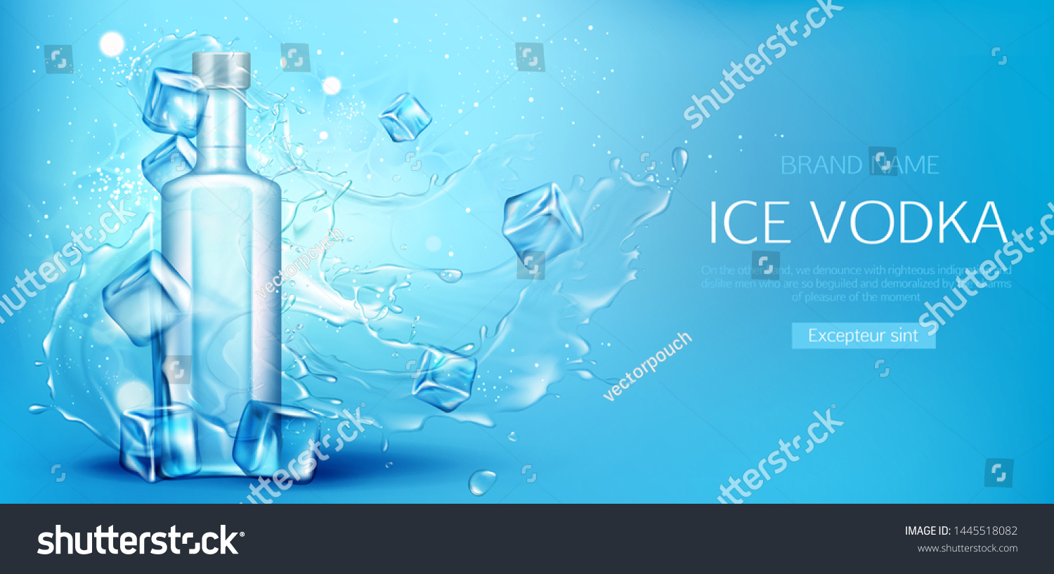 Download Vodka Bottle Ice Cubes Mockup Closed Stock Vector Royalty Free 1445518082