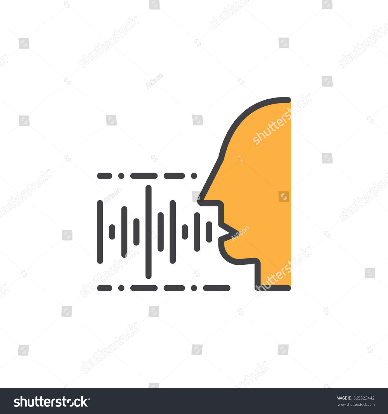 Voice Speech Recognition Line Icon Filled Stock Vector (Royalty Free ...