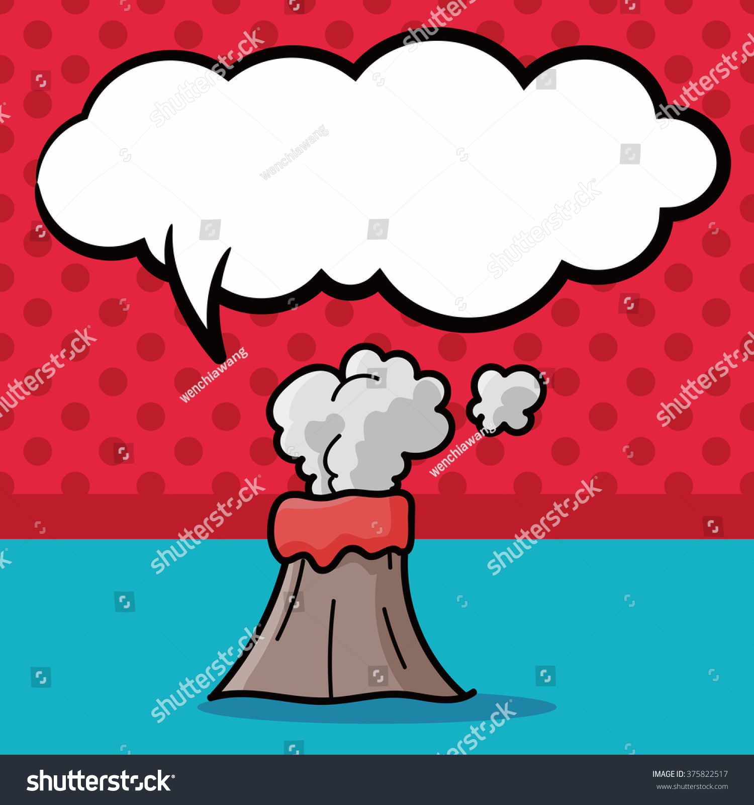 Volcano Doodle Speech Bubble Stock Vector Royalty Free 375822517