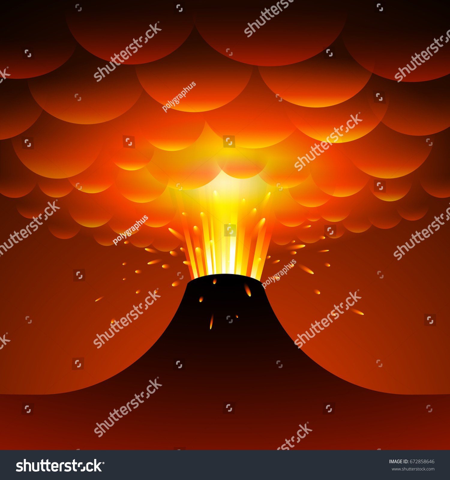 Volcano Eruption Vector Cartoon Illustration Eps10 Stock Vector ...