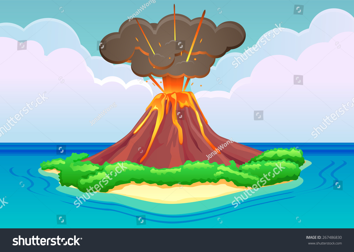 clipart volcano erupting - photo #31