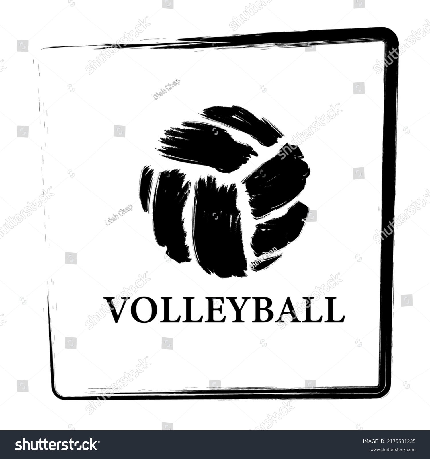 Volleyball Ball Icon Brush Frame Vector Stock Vector (Royalty Free ...