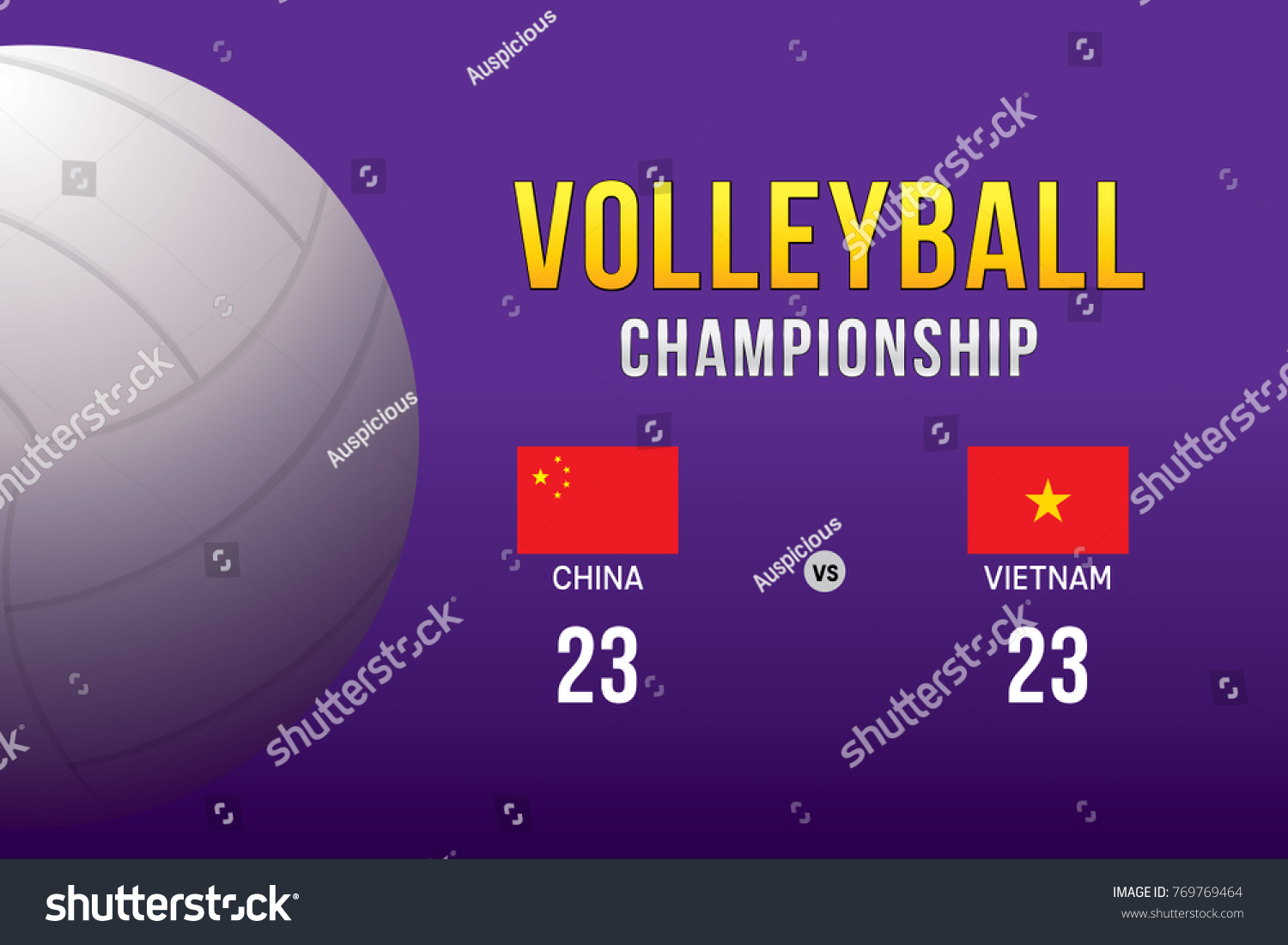 Volleyball Championship Design Players Scoreboard Stock Vector (Royalty