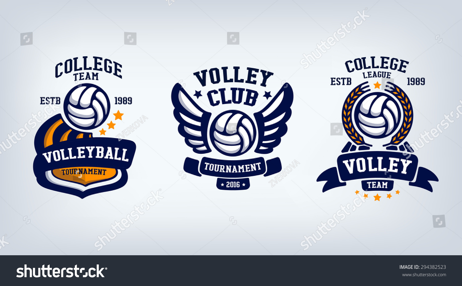 Volleyball Club Emblem College League Logo Stock Vector 294382523 ...