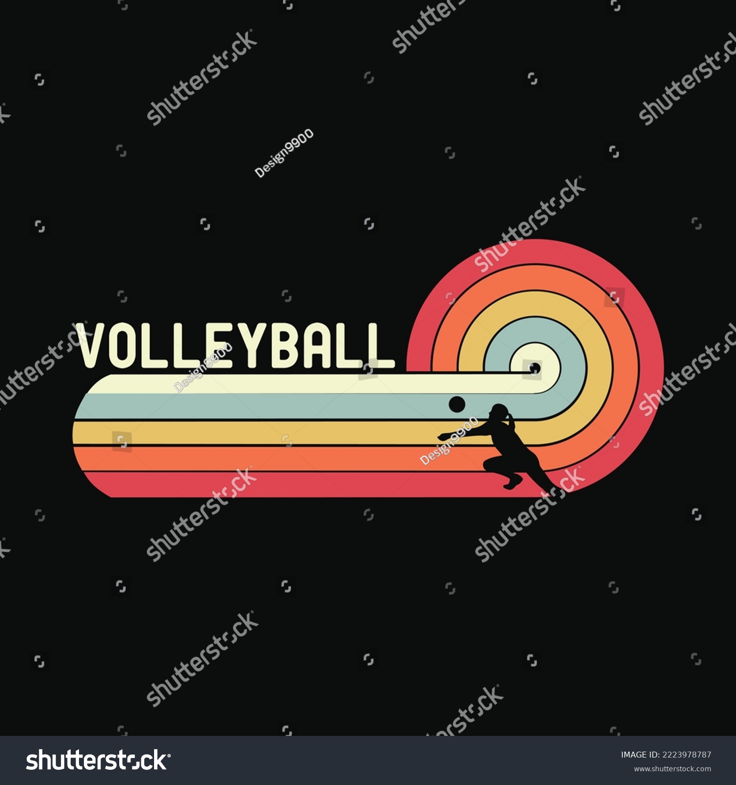 SVG of Volleyball design Retro Style svg cricut files for cutting machine svg