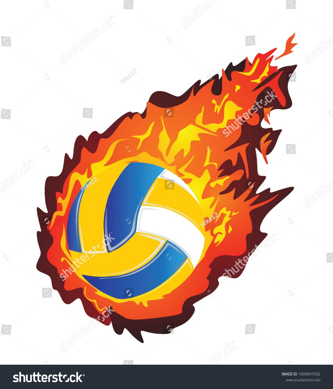 Volleyball Flame Ball Fire Vector Stock Vector (Royalty Free) 1009697602