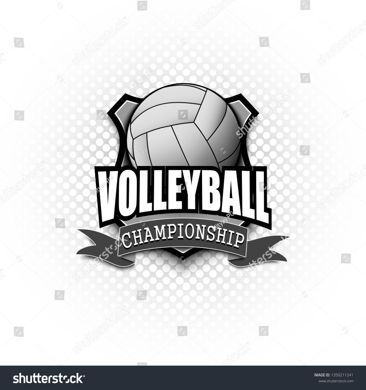 Volleyball Logo Template Design Black White Stock Vector (Royalty Free ...