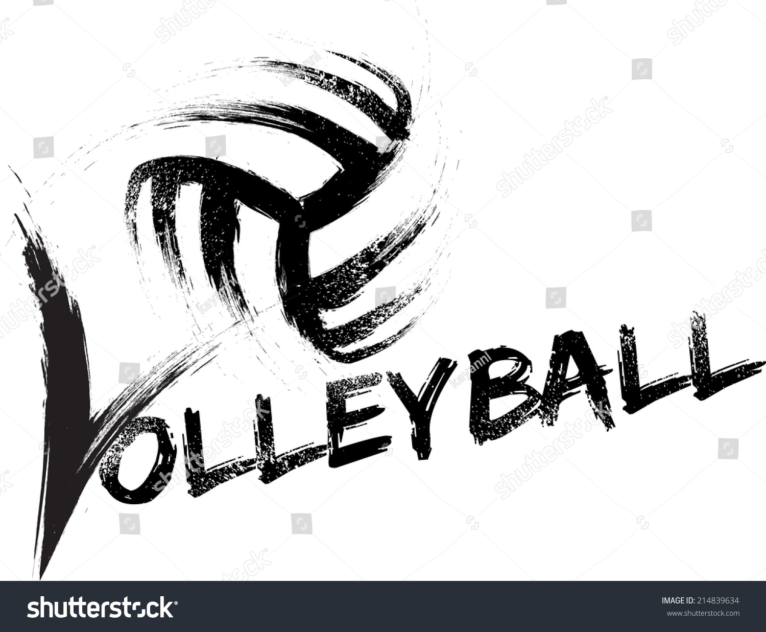 Volleyball Made Grungy Brush Swooping Through Stock Vector 214839634 ...