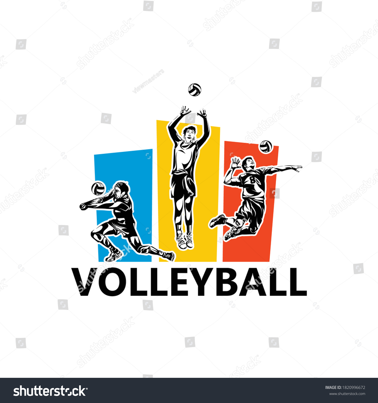 Volleyball Player Logo Template Design Vector Stock Vector (Royalty ...