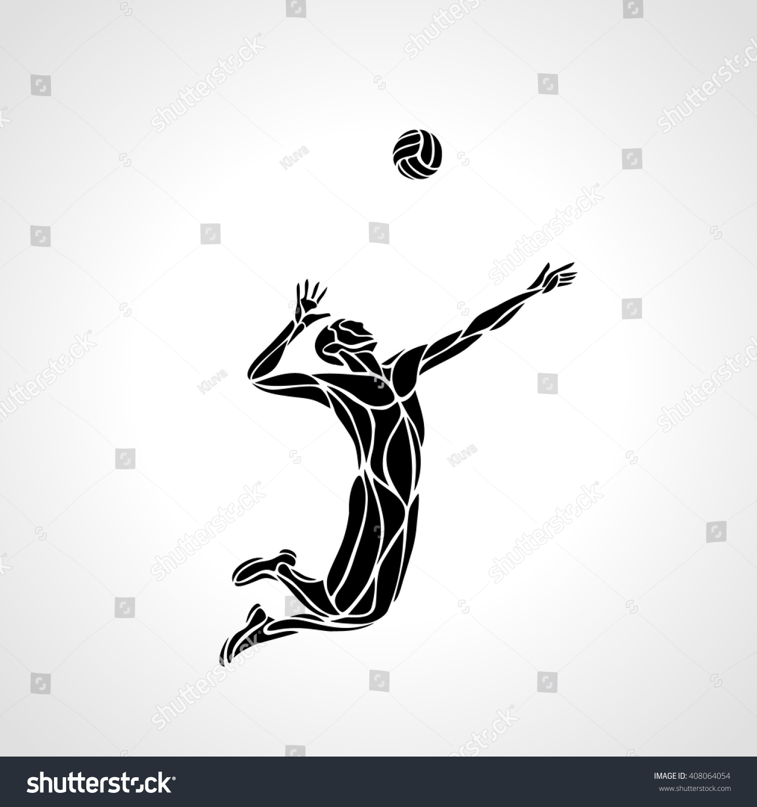 Volleyball Player Serving Ball Black Vector Stock Vector (Royalty Free ...