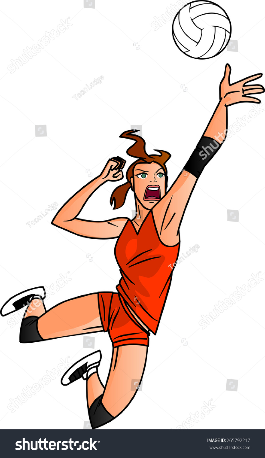 Volleyball Spiking Woman Stock Vector Illustration 265792217 : Shutterstock