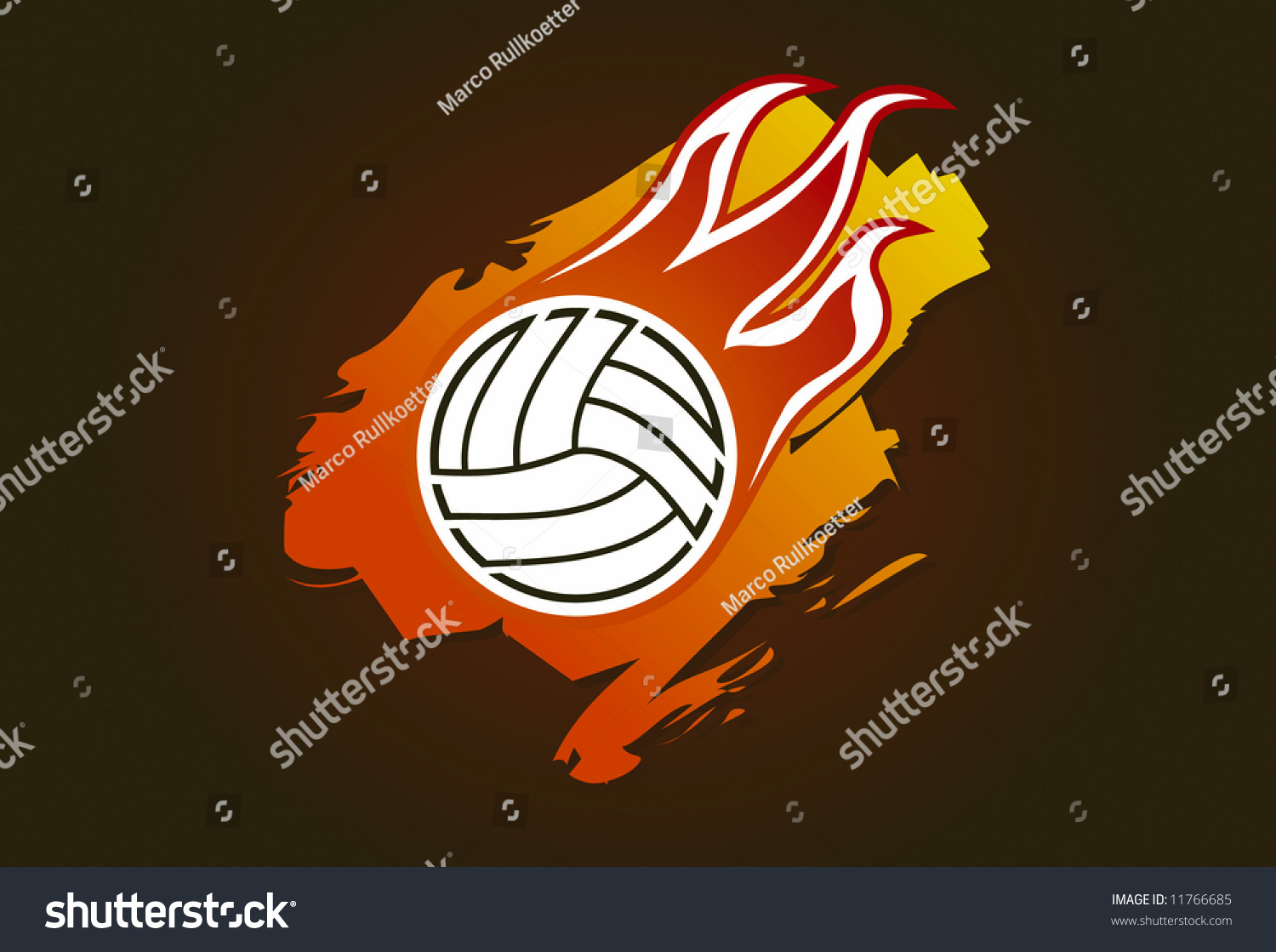 Volleyball With Flames Stock Vector Illustration 11766685 : Shutterstock