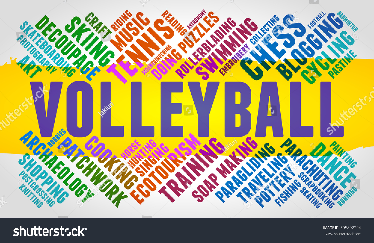 Volleyball Word Cloud Multicolor Font Yellow Stock Vector (Royalty Free ...