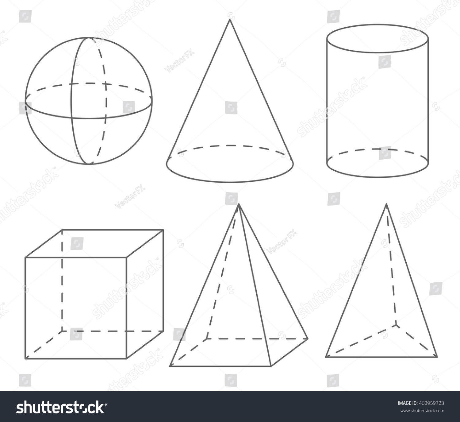 Volume Geometric Shapes Sphere Cone Cylinder Stock Vector 468959723