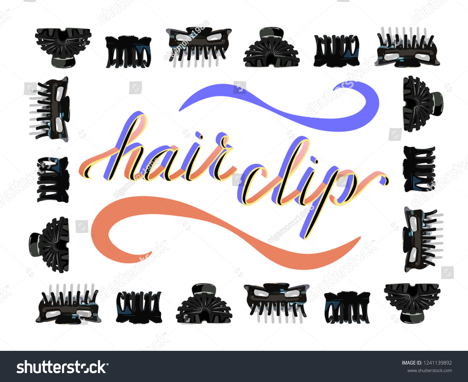 Volumetric Lettering Words Hair Clip Hair Stock Vector Royalty