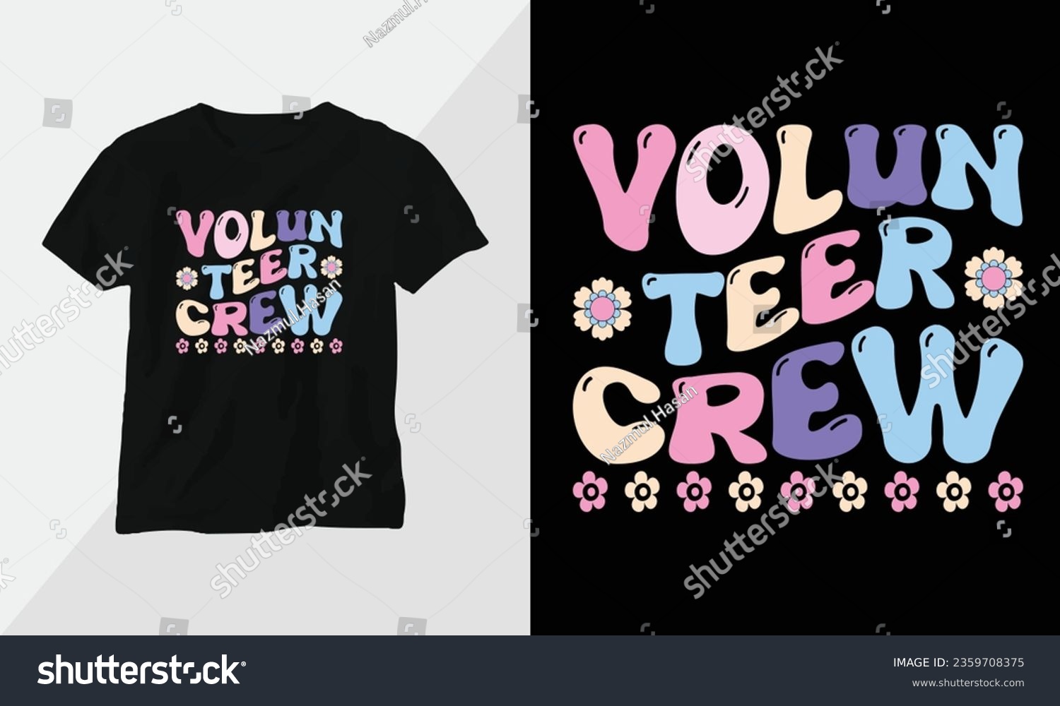 SVG of volunteer crew - Retro Groovy Inspirational T-shirt Design with retro style svg