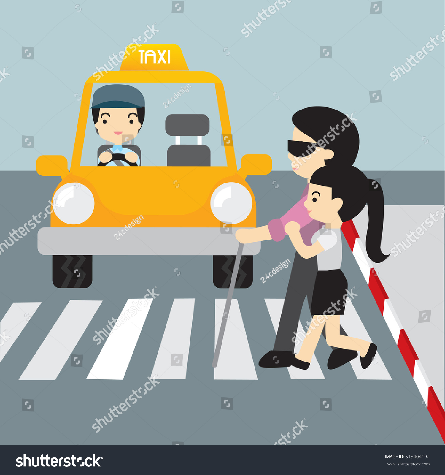 Volunteer Helping Blind Man Stock Vector 515404192 - Shutterstock