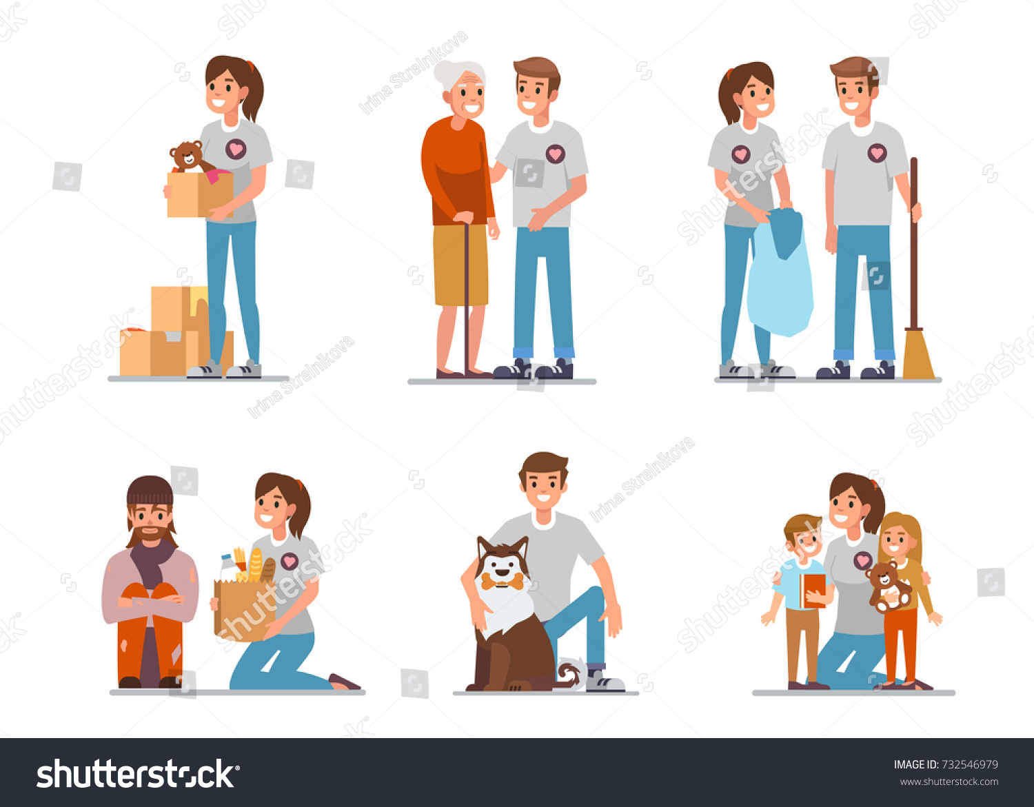 SVG of Volunteers at work. Flat style vector illustration isolated on white background. svg