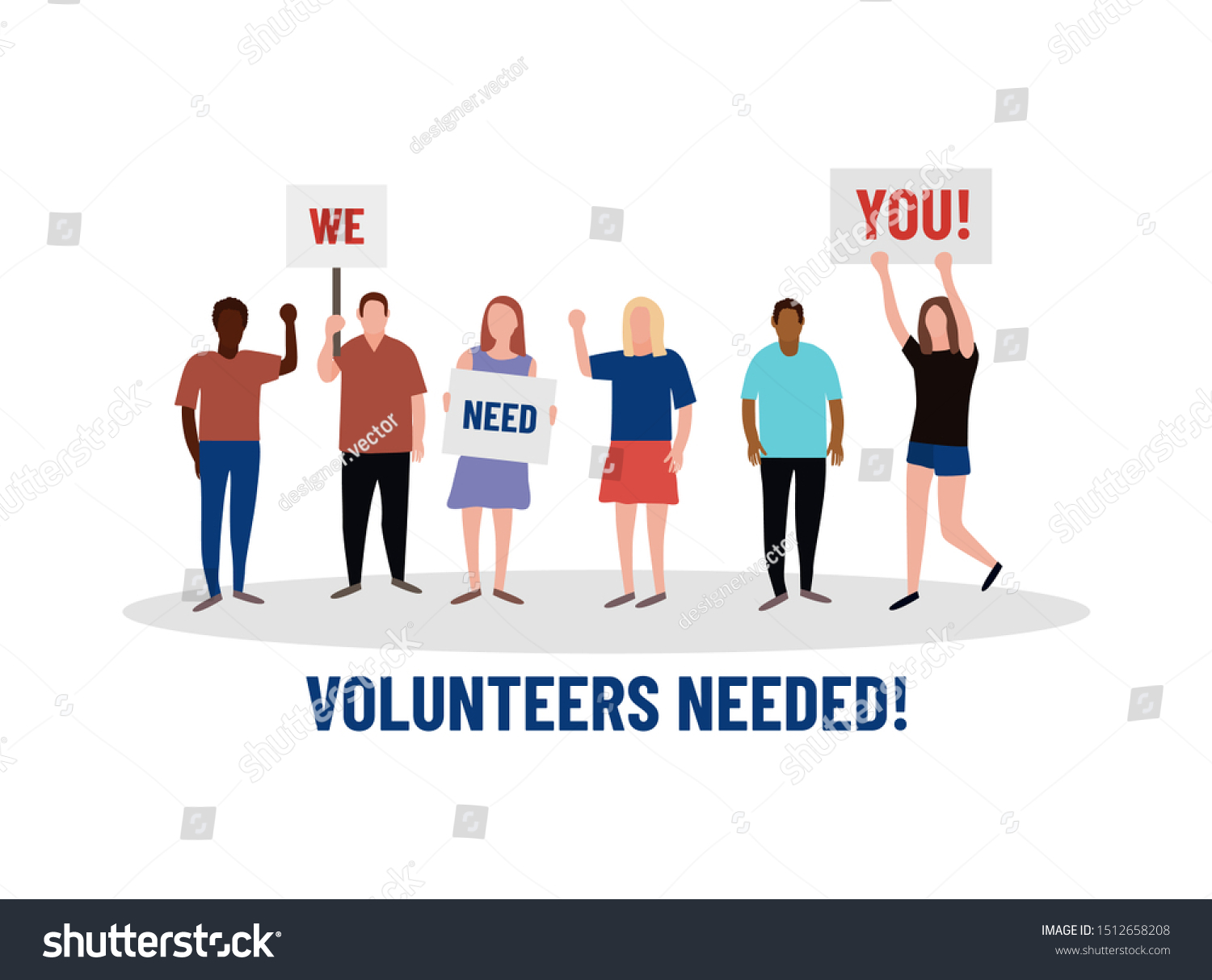 SVG of Volunteers needed illustration with People crowd with banners. We need you! svg