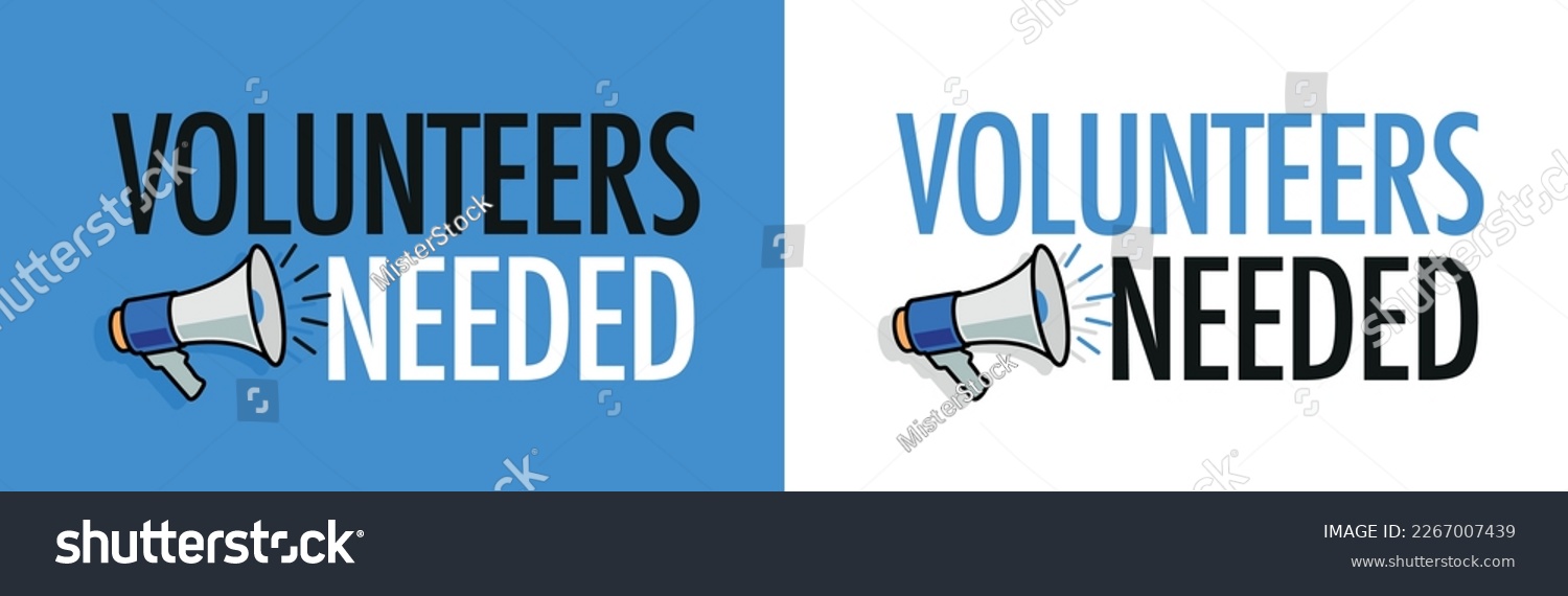 SVG of Volunteers needed on blue background svg