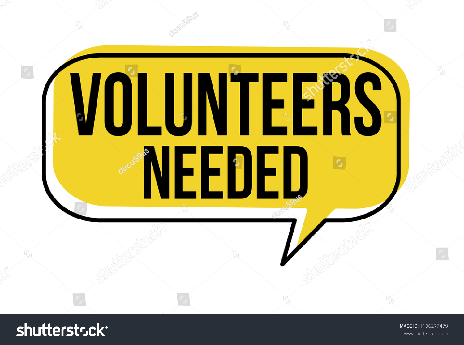 SVG of Volunteers needed speech bubble on white background, vector illustration svg
