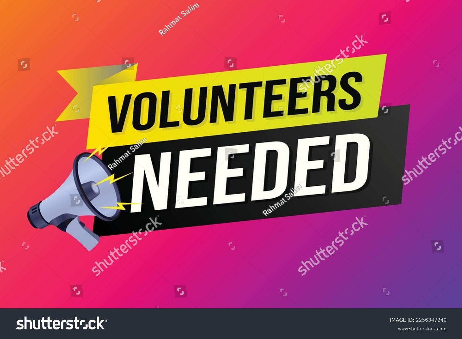SVG of Volunteers needed word concept vector illustration with lines 3d style for social media landing page, template, ui, web, mobile app, poster, banner, flyer, background, gift card, coupon, label svg