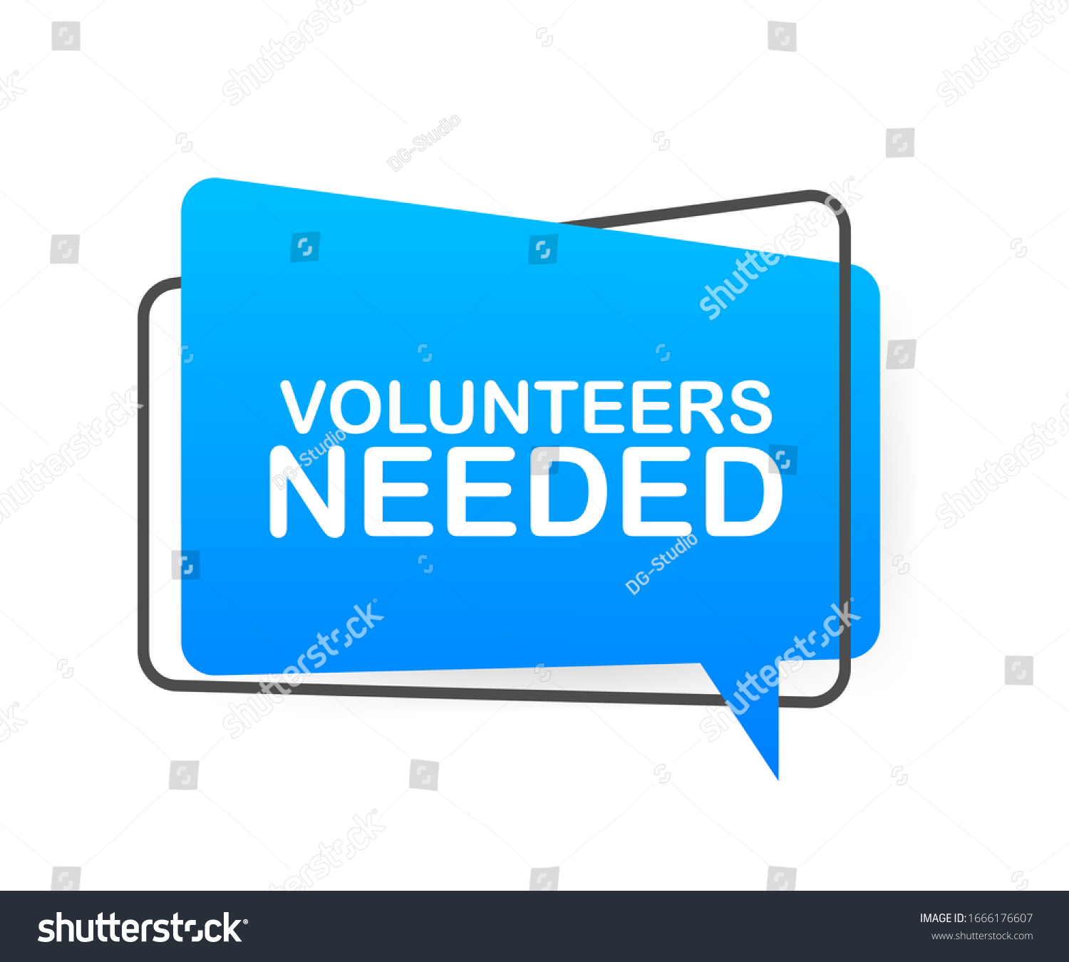 SVG of Volunteers needed written on speech bubble. Advertising sign. Vector stock illustration. svg
