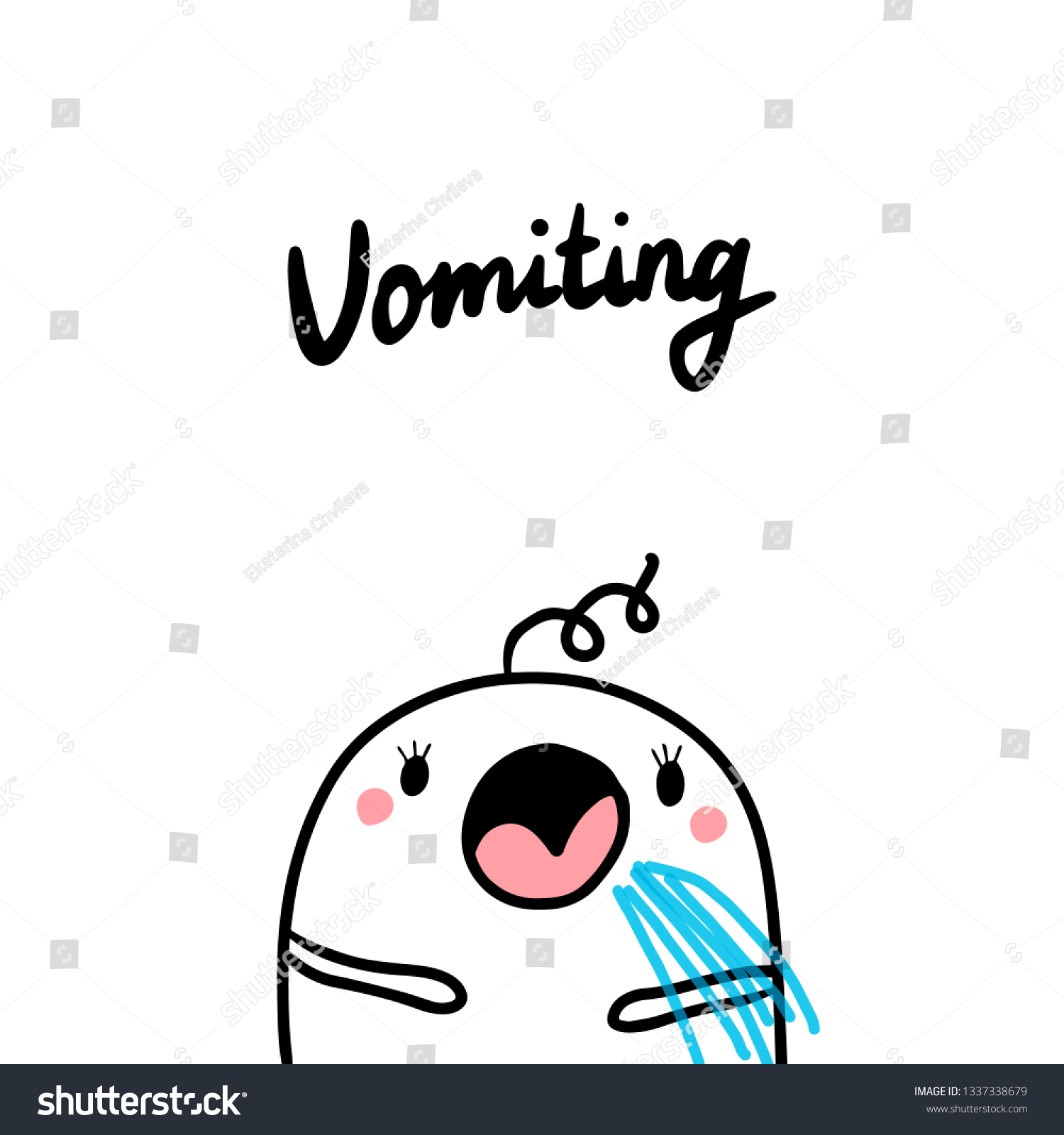 Vomiting Early Symptom Pregnancy Hand Drawn Stock Vector (Royalty Free ...