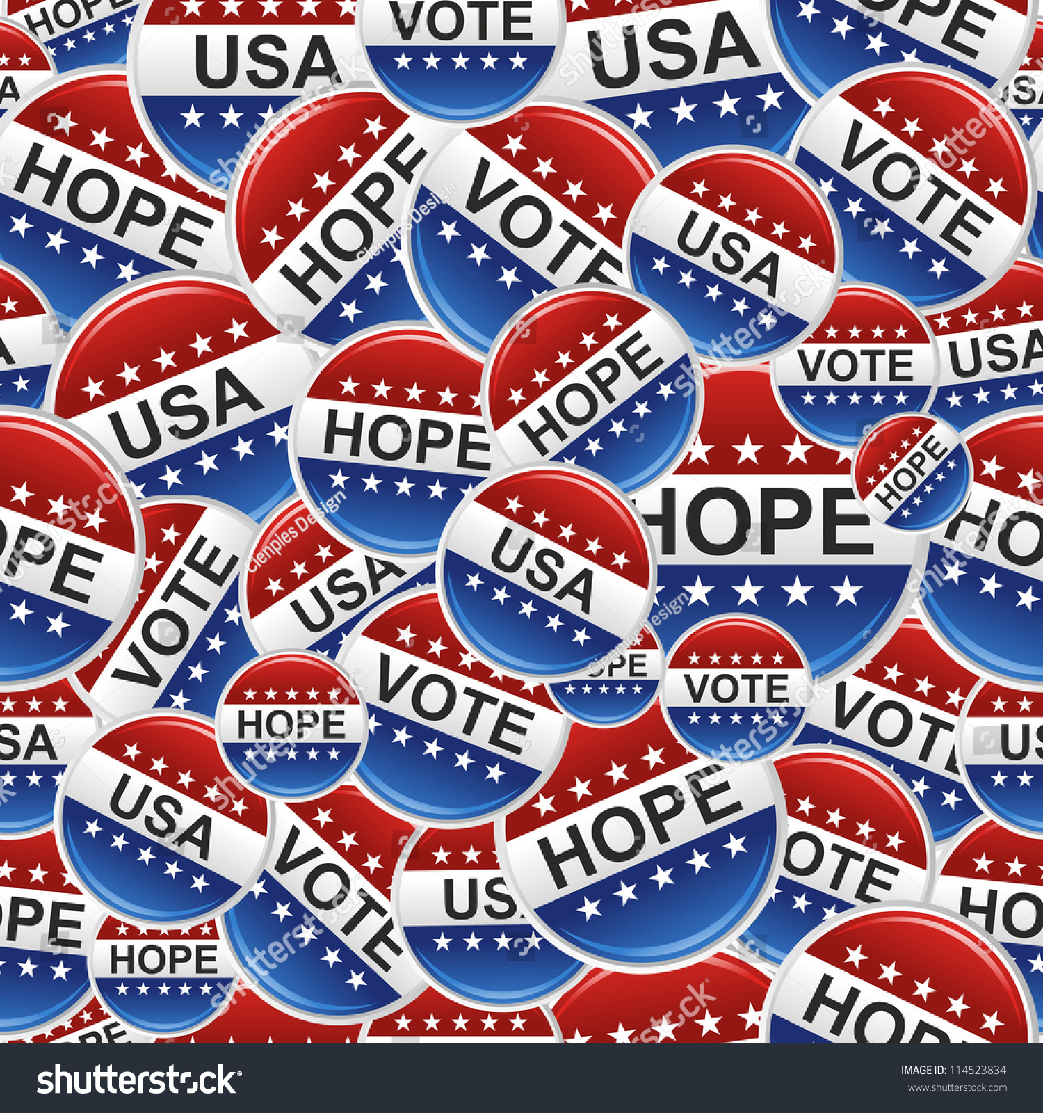 Vote Hope And Usa Election Badge Pins Pattern Vector File Layered For